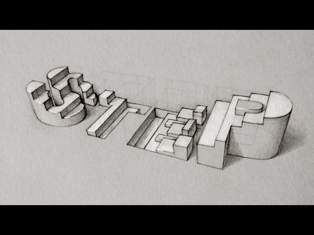 Quick sketch - 3D Typography "STEPS" - process speed-drawing