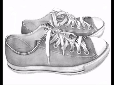 Realistic 3d shoes Drawing With Pencil
