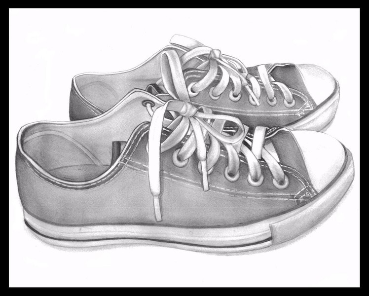 Realistic 3d shoes Drawing With Pencil