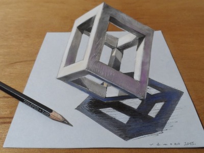 Standing Cube at the Peak, 3D Trick Art on Paper