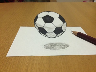Trick Art, 3D Football Levitating Drawing - Anamorphic Illusion
