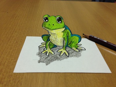 Tricks Art, How I Draw a 3D Frog -  Anamorphic Illusion