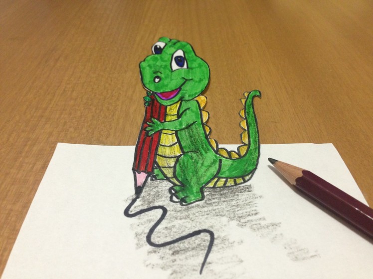 Tricks Art, How I draw a 3D Dinosaur