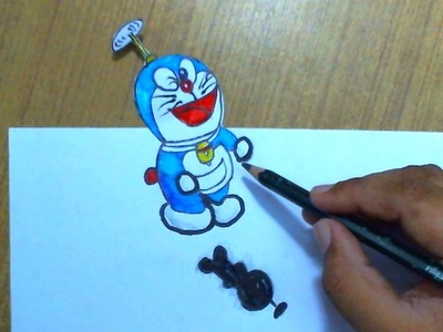 3D Doraemon drawing | 3D Art Drawing | How to Draw Doraemon | 3D drawing on paper
