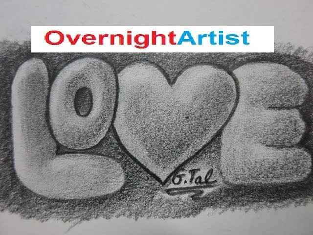 3D Drawings: Love, Bubble Letters, Pencil, Drawings, Step By Step