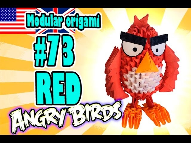 3D MODULAR ORIGAMI #73 RED from ANGRY BIRDS