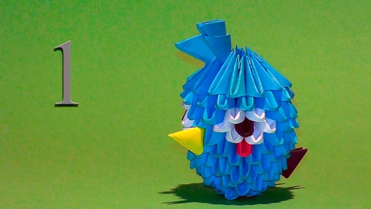 3D origami Blue Angry Bird Tutorial