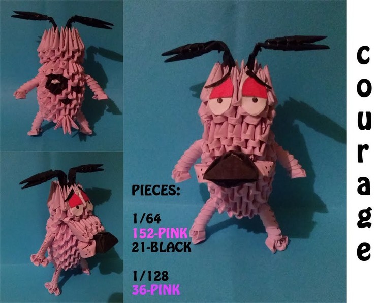 3D ORIGAMI COURAGE THE COWARDLY DOG TUTORIAL BY ALEX