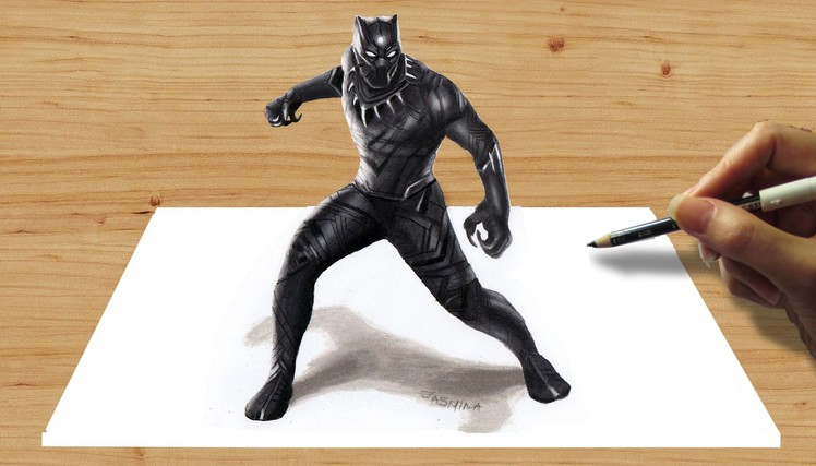 3D Pencil Drawing: Marvel's Black Panther - Speed Draw | Jasmina Susak