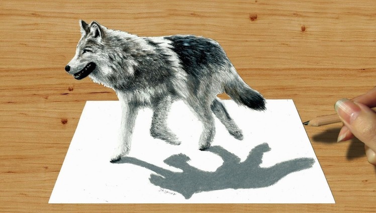 3D Pencil Drawing: Walking Wolf - Speed Draw | Jasmina Susak