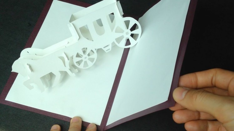 3D Wedding Carriage Card Pop-up Paper Tutorial