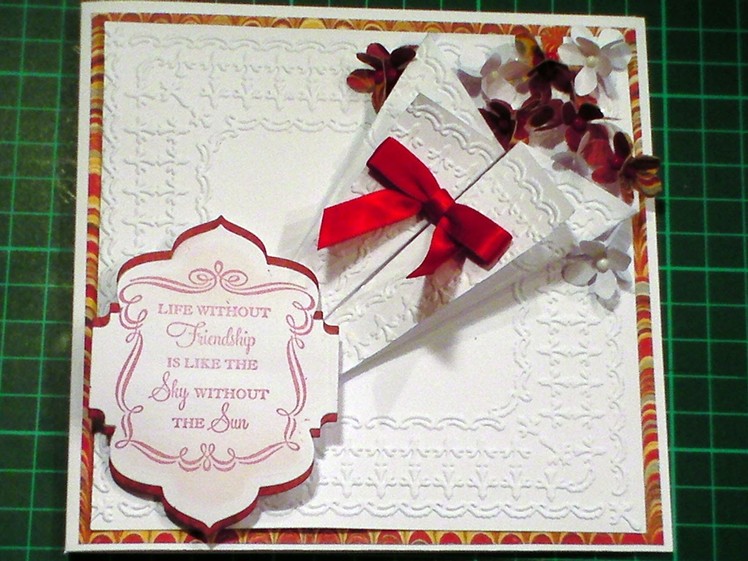 62. Cardmaking Tutorial - 3D Embossed Floral Bouquet Red & White Card