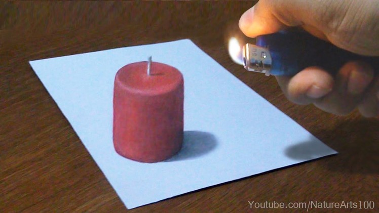 Burn Candle, 3D drawing Trick Art | Time Lapse