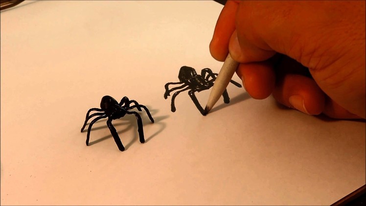 Dibujo- Drawing 3D Spider - How to - Anamorphic - desenho 3D anamórfico (3D anamorfico)