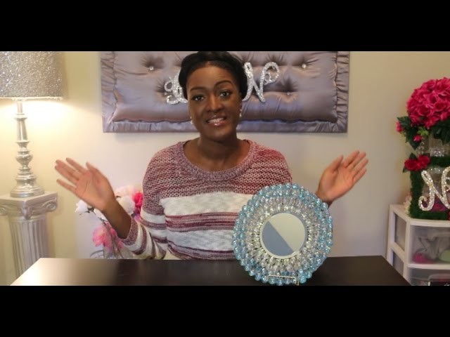 DIY Dollar Tree Mirror Gem Plate Stand | Mable Glass Display Tray | Living Room Centerpiece