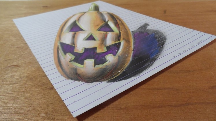 Draw 3D Pumpkinhead, Line Paper Art
