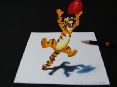 Drawing a 3D Tigger from Winnie the Pooh