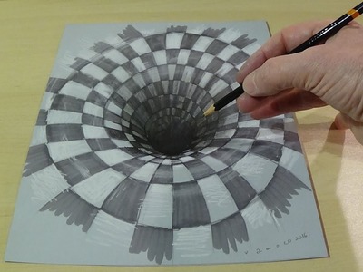 Drawing a Hole Illusion, 3D Trick Art
