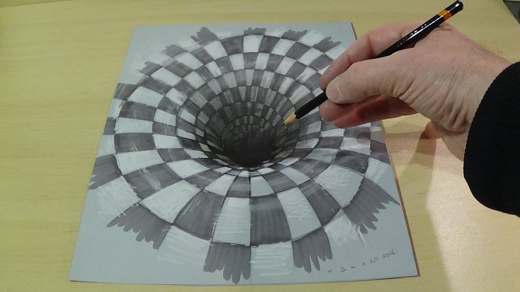 Drawing a Hole Illusion, 3D Trick Art