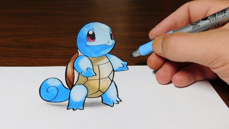 Drawing Squirtle - Pokemon Go 3D Trick Art