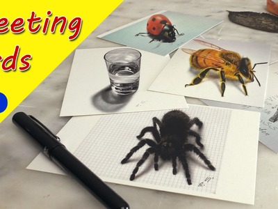 Greeting Cards by Stefan Pabst. 3D Drawings on postcard