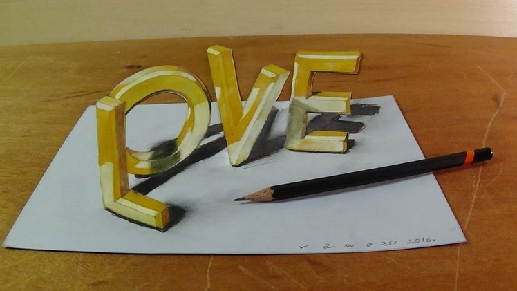 How I Draw 3D LOVE Letters, Trick Art