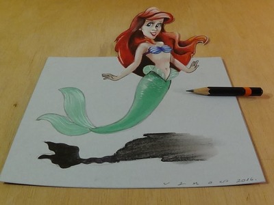 How I Draw a 3D Little Mermaid, Trick Art