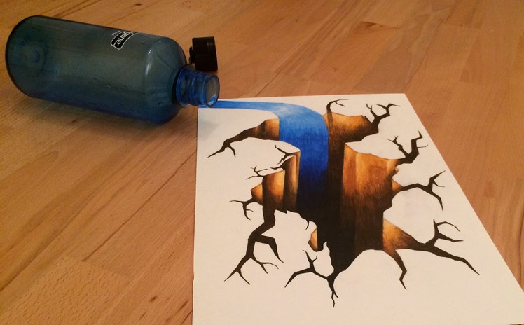 How to draw a 3D hole, cracked floor with spilled water