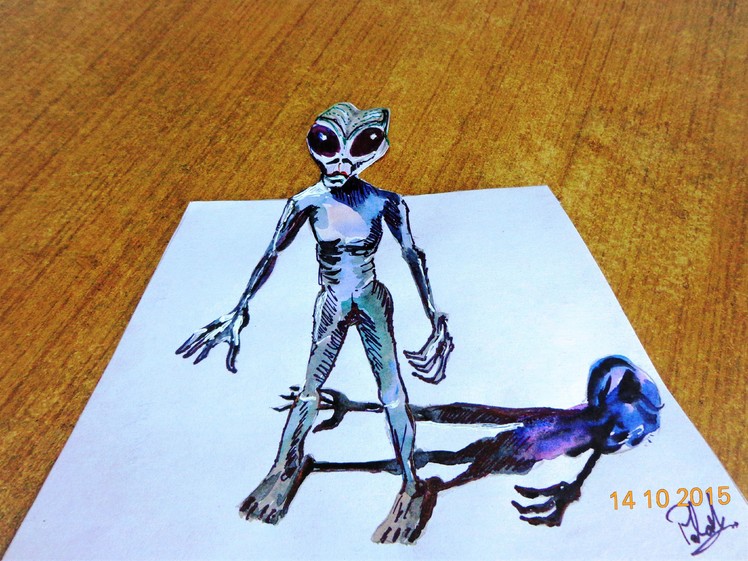 How to draw a Alien | 3D Alien Aart Drawing | Alien Drawing