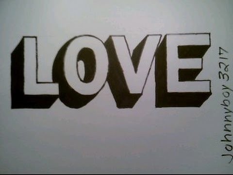 How To Draw Love In 3D Block Letters Black & White  Easy Tutorial Step By