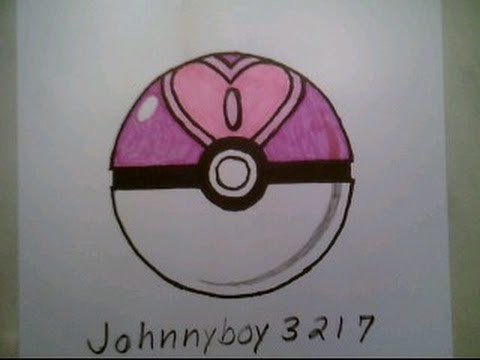 How To Draw Pokemon Love Ball Pokeball Go 3D Easy Step By Tutorial ...