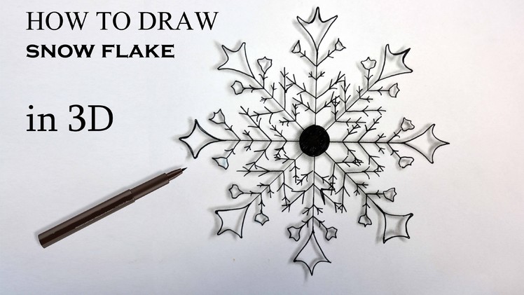 How To Draw SNOW FLAKE in 3D. Tutorial easy