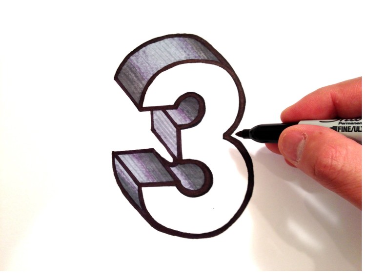 How to Draw the Number 3 in 3D