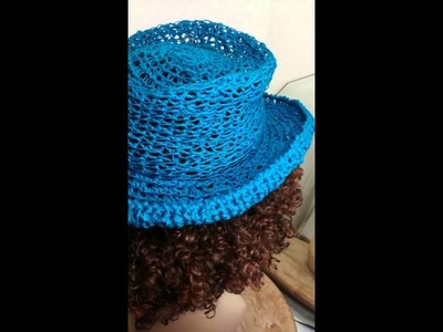 Moncherie Crochet Wide Brim Hat in Turquoise Hemp