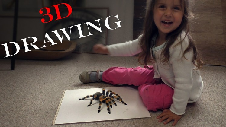 Spider 3D Drawing.Amazing terrible Trick Art. dibujar bien tarantula