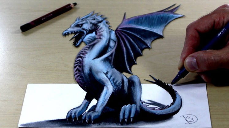 Trick Art on Paper, Painting 3D Dragon
