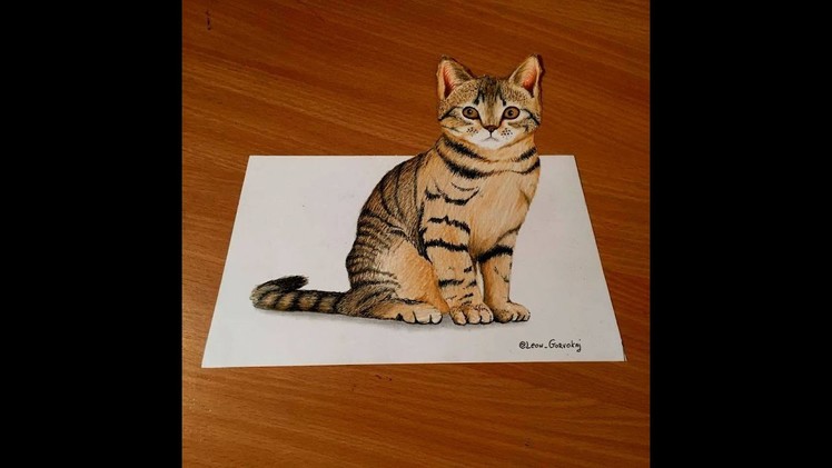 3D cat drawing
