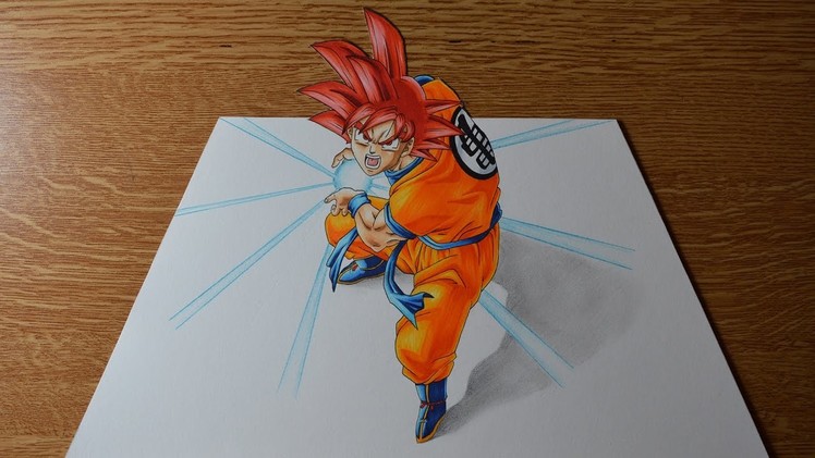 Drawing Goku Super Saiyan God 3D