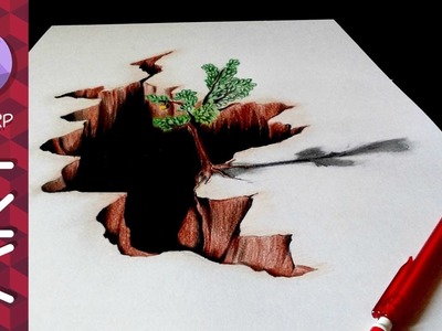 Drawing of nature in 3D. How to draw 3d art on paper