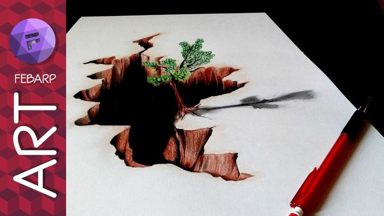 Drawing of nature in 3D. How to draw 3d art on paper