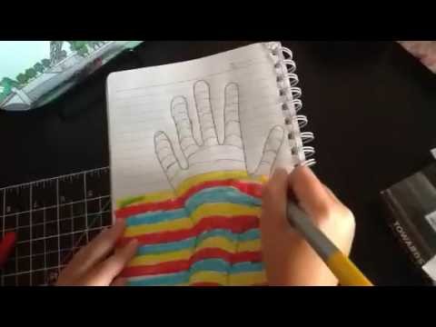 How to make 3D hand art using lined paper!