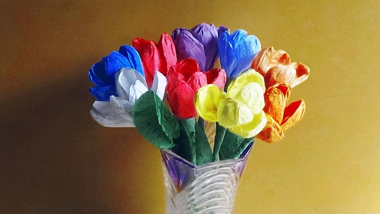 How To Make Tulip Flowers With Paper Napkins |