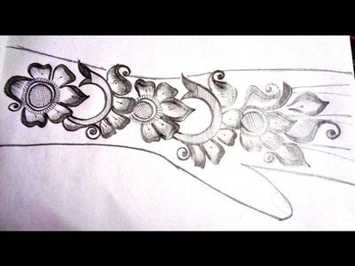 How to pencil draw new mehndi design - on paper - K47