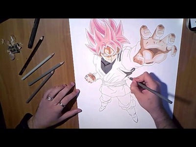 Speed drawing Black Goku SSJ Rose 3D.