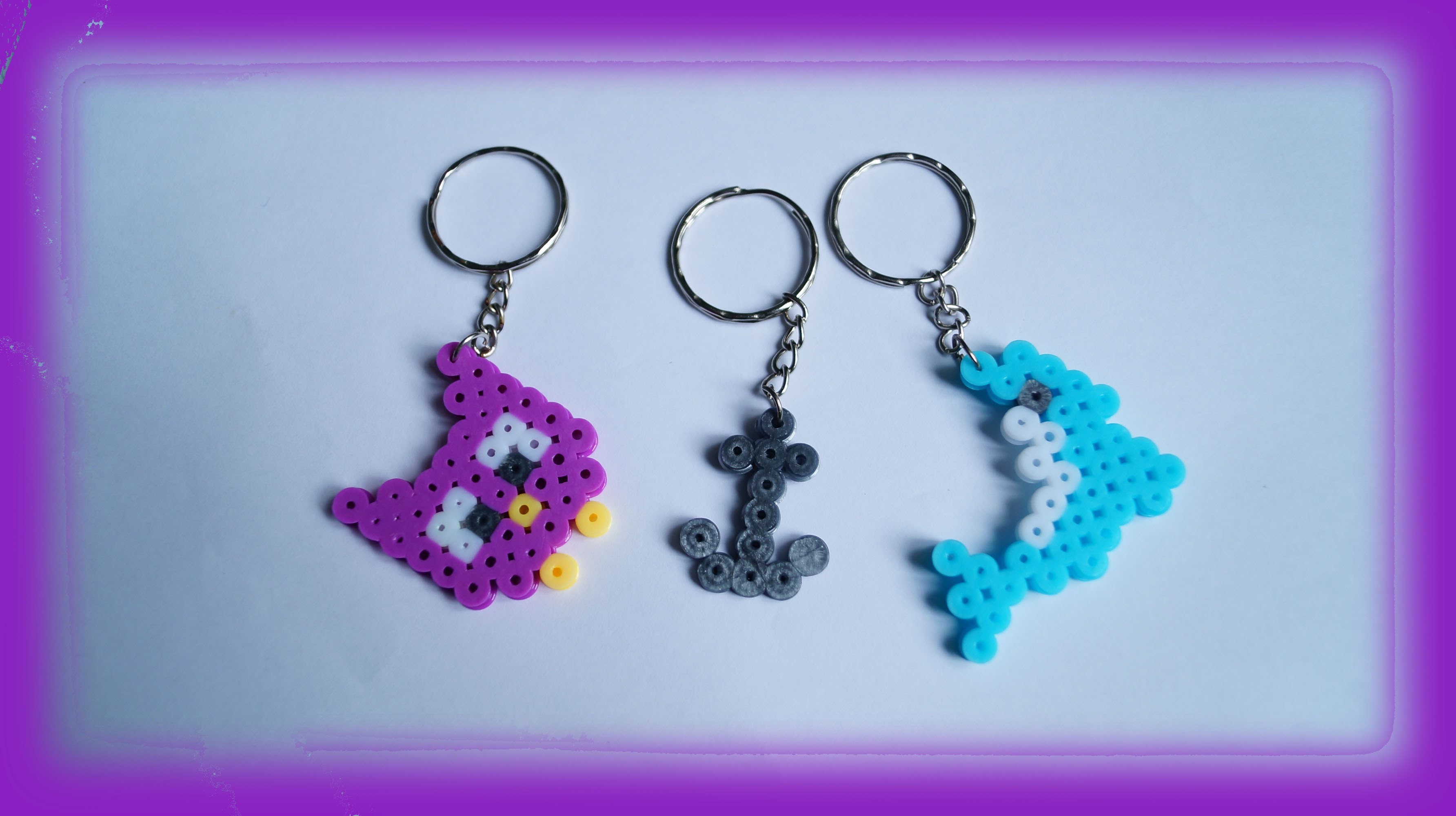 TUTORIAL Hama Beads Pyssla Perler Beads. How to Make key rings