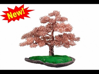 Copper wire bonsai tree sculpture