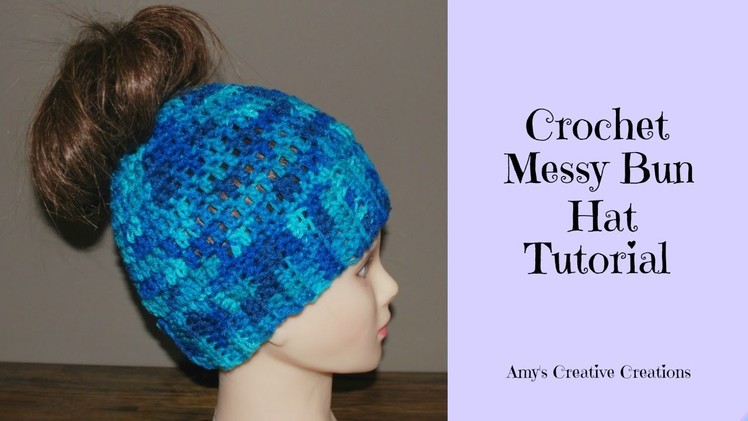 Crochet Messy Bun Hat Tutorial