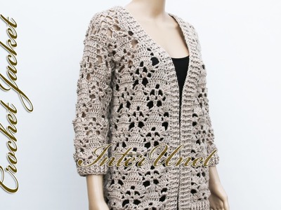 Crochet sweater cardigan with sleeves