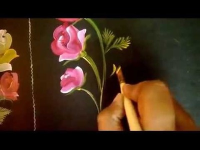FREE HAND PAINTING . FLOWER.  EASY PAINTING!