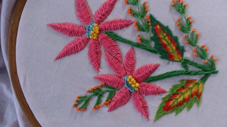 Hand embroidery Design for sarees and dresses. Hand embroidery stitches tutorial.
